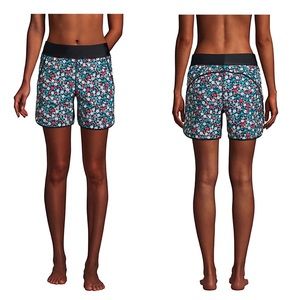 Lands end 5” board shorts black ditsy floral swim